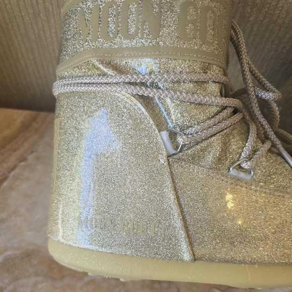 Moon Boot Low Icon Glitter Snow Boot Gold Moon Boots Glitter Boot
